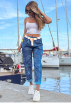 Hose Jeans mom fit w kwiaty Callari dunkelblau