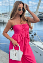 Długi Jumpsuit z wiązaniem i falbanką By The Sea Schwarz