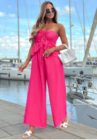 Długi Jumpsuit z wiązaniem i falbanką By The Sea Schwarz