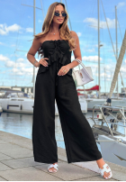 Długi Jumpsuit z wiązaniem i falbanką By The Sea Schwarz