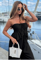 Długi Jumpsuit z wiązaniem i falbanką By The Sea Schwarz