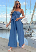 Długi Jumpsuit z wiązaniem i falbanką By The Sea Schwarz
