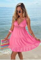 Kleid mini na ramiączkach z koronką Pearl Bay Kobaltblau