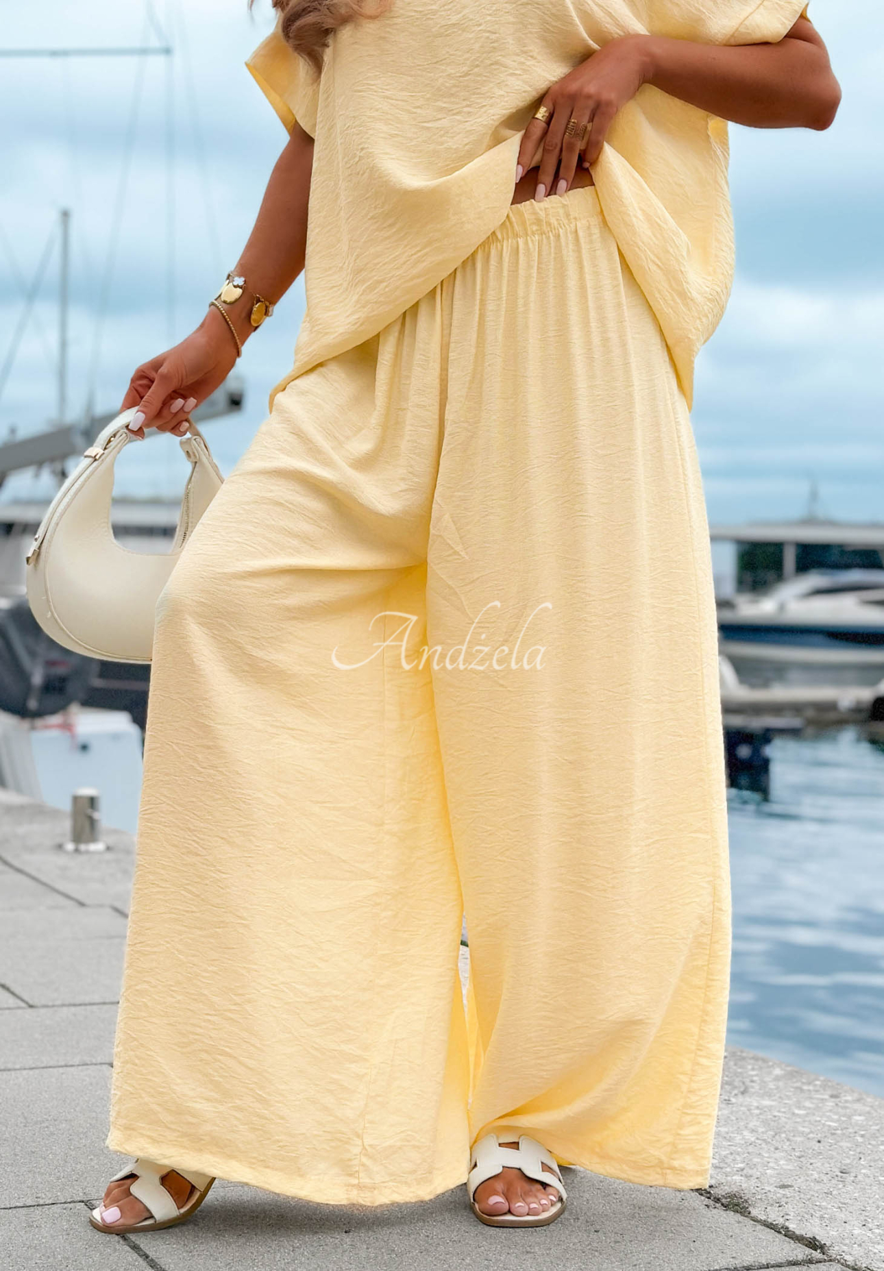Viskose-Set aus Oversize-Bluse und Hose wide leg Amalfi Getaway Gelb