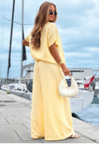 Set Bluse oversize i Hose wide leg Amalfi Getaway Beige