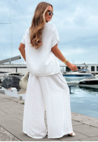 Set Bluse oversize i Hose wide leg Amalfi Getaway Beige