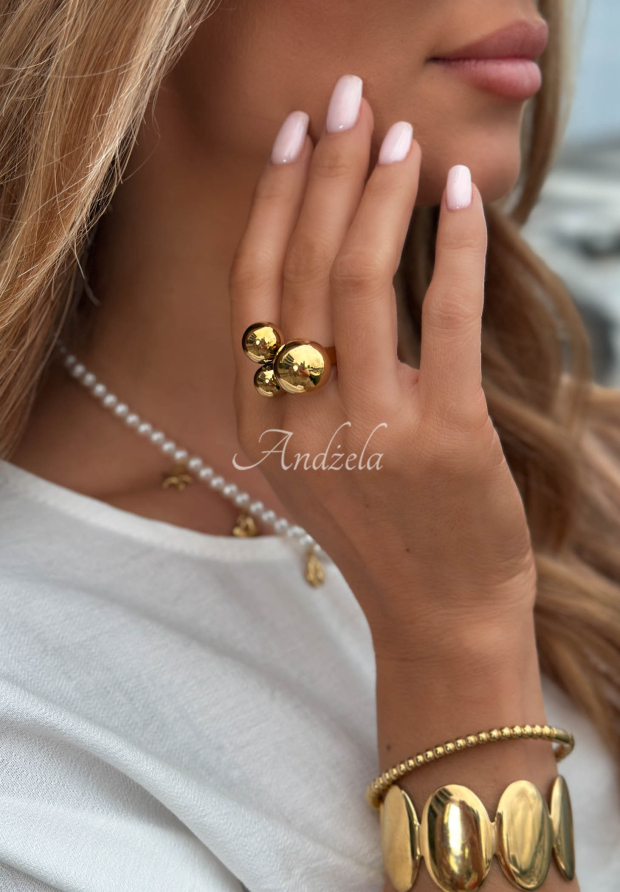 Ring mit Zierkugeln Golden Mood Gold