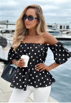 Bluse Kleid im spanischen Stil w Punkte Retro Romance Weiß