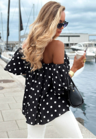 Bluse Kleid im spanischen Stil w Punkte Retro Romance Weiß
