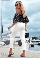 Bluse Kleid im spanischen Stil w Punkte Retro Romance Weiß