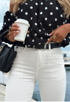 Hose Jeans mom fit z paskiem Time Passes Ecru