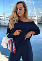 Bawełniany komplet Sweatshirt na jedno ramię i Hose Peach Sunrise Set Orange