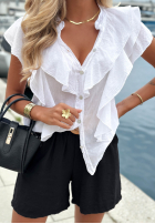 Bluse w falbankami One More Time Mokkafarben