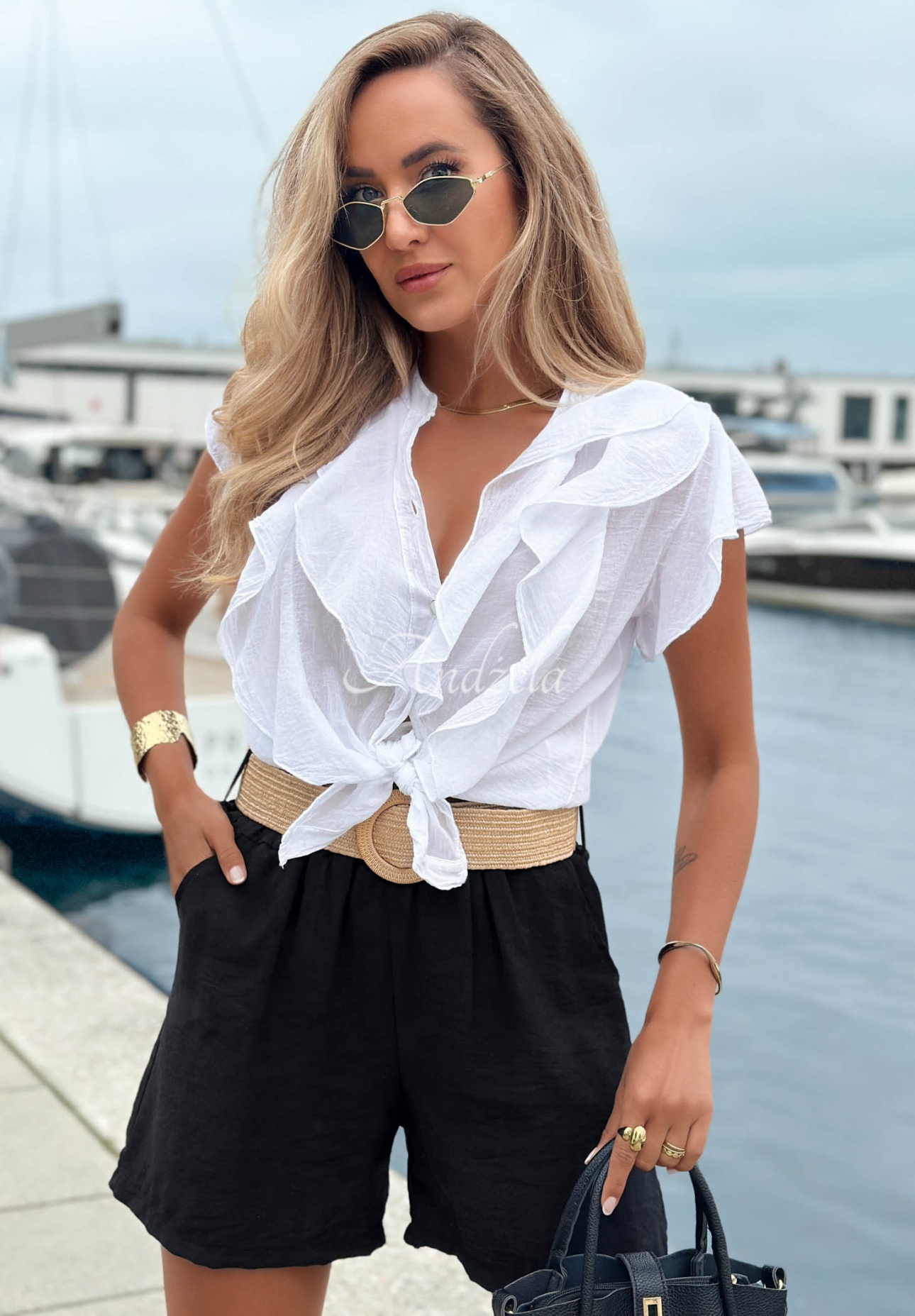 Stoffshorts aus Viskose Coastline Sun Schwarz