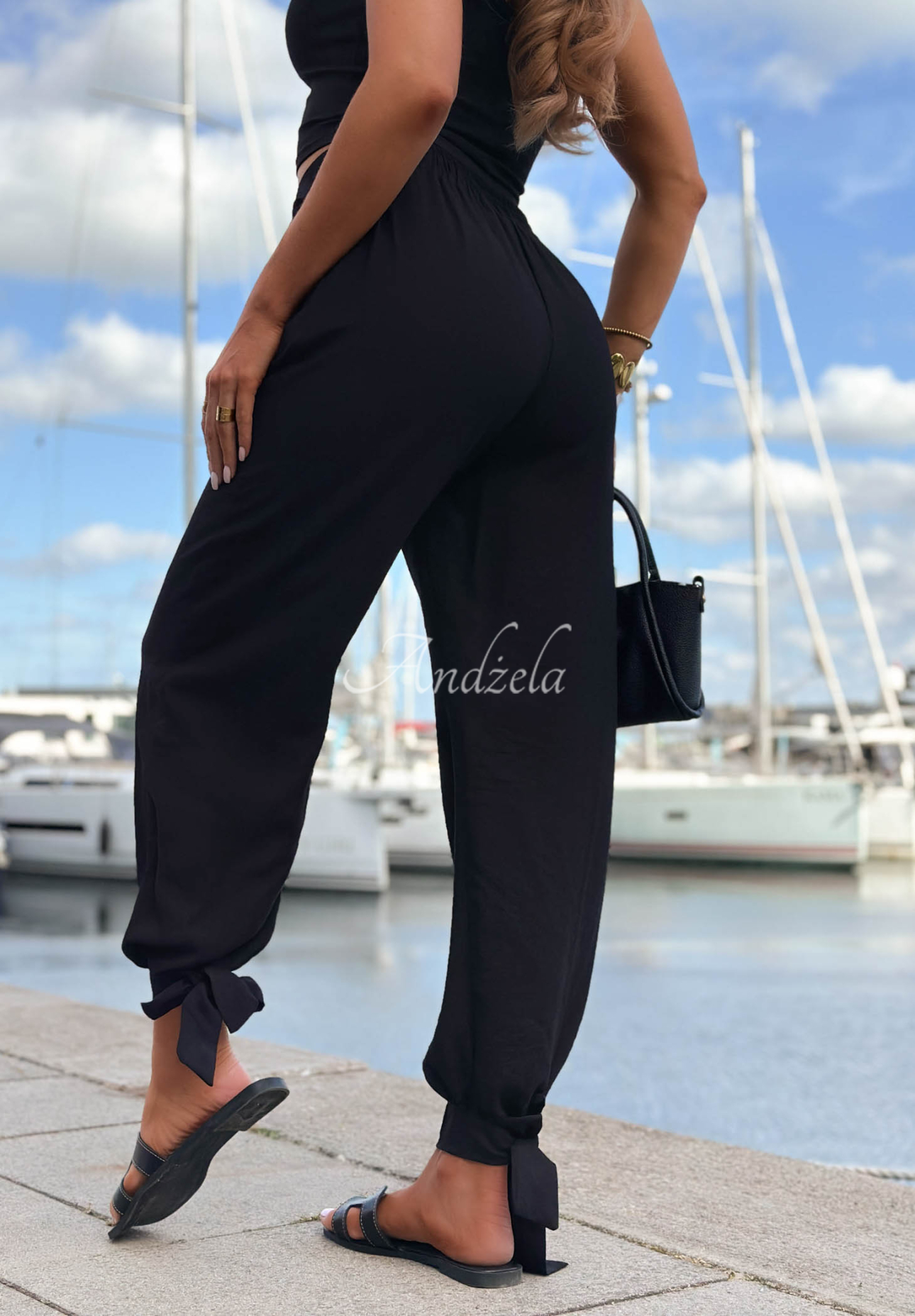 Viskosehose mit Bindeband am Saum Answear Schwarz