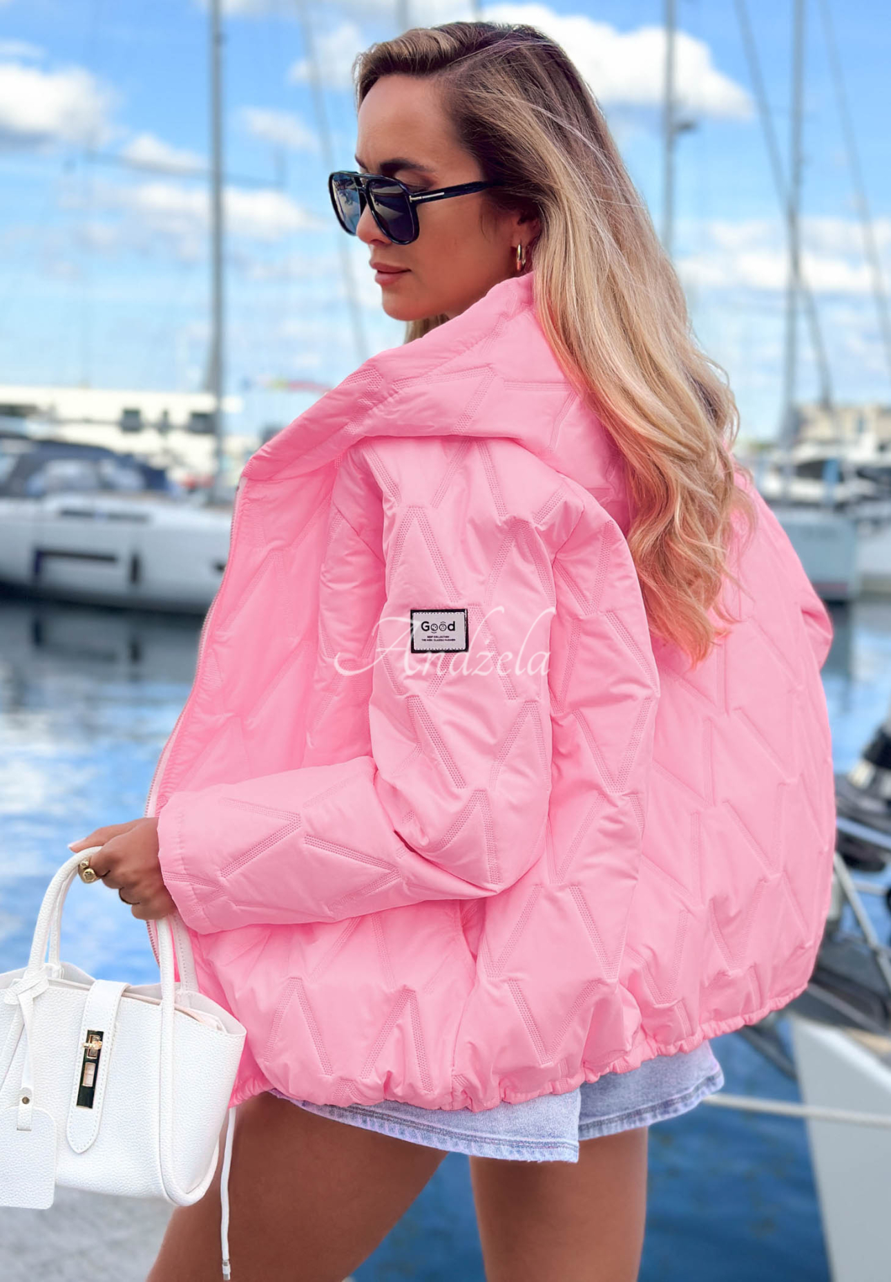 Kurze Steppjacke mit Kapuze Springtime Starts Rosa