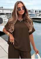 Set Bluse oversize i Hose wide leg Amalfi Getaway Beige