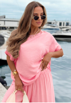 Set Bluse oversize i Hose wide leg Amalfi Getaway Beige