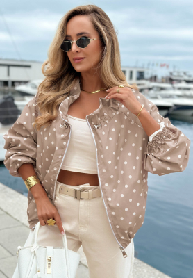 Leichte Jacke mit Punkten Dotty Mood Mokkafarben