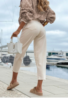 Hose Jeans mom fit z paskiem Desert Avenue Hell Beige