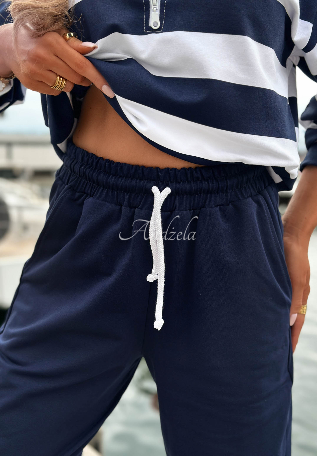 Jogginghose aus Baumwolle mit Kordelzug Sail Voyage Dunkelblau