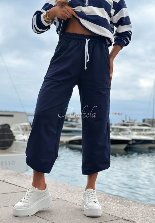 Jogginghose aus Baumwolle mit Kordelzug Sail Voyage Dunkelblau