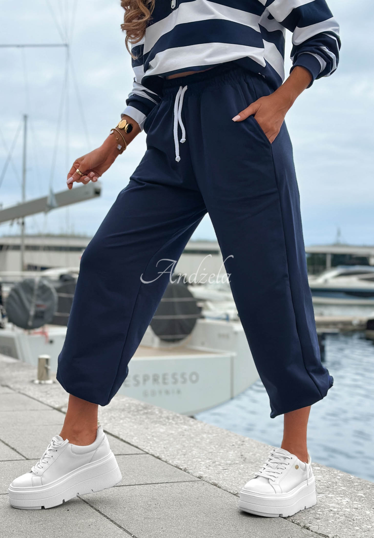 Jogginghose aus Baumwolle mit Kordelzug Sail Voyage Dunkelblau