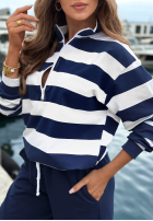 Sweatshirt z kołnierzem i suwakiem Sail Voyage biało-Dunkelblau