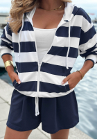Sweatshirt z kapturem w paski Sail Voyage biało-Dunkelblau