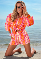 Set Hemd i Shorts Mit Muster Summer Calling pomarańczowo-Rosa