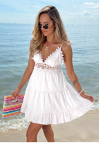 Kleid mini na ramiączkach z koronką Pearl Bay Kobaltblau