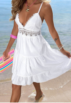 Bawełniana Kleid mini na ramiączkach z koronką Wind Bay Weiß