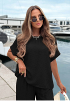 Set Bluse oversize i Hose wide leg Amalfi Getaway Beige