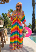 Kleid maxi w kolorowe wzory Rainbow Soul pomarańczowo-Rosa