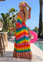 Kleid maxi w kolorowe wzory Rainbow Soul pomarańczowo-Rosa