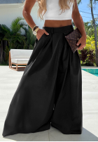 Weit geschnittene Hose aus Baumwollstoff Sea Elegance Schwarz