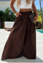 Weit geschnittene Hose aus Baumwollstoff Sea Elegance Schokoladenbraun