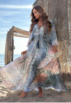 Wzorzysta Kleid maxi z szerokimi rękawami Summer Doll Pistaziengrün