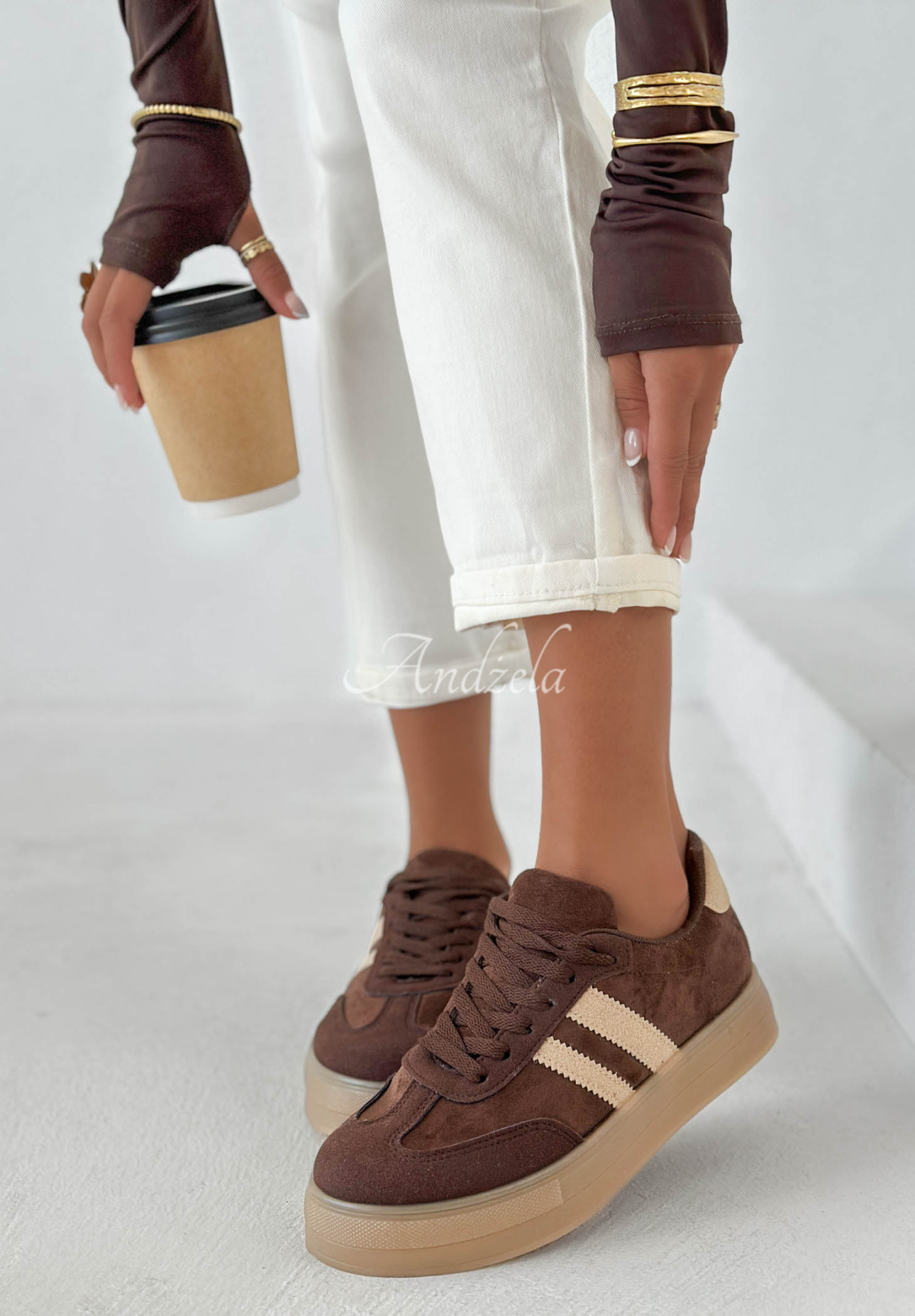 Sneaker First Steps schokoladenbraun-beige