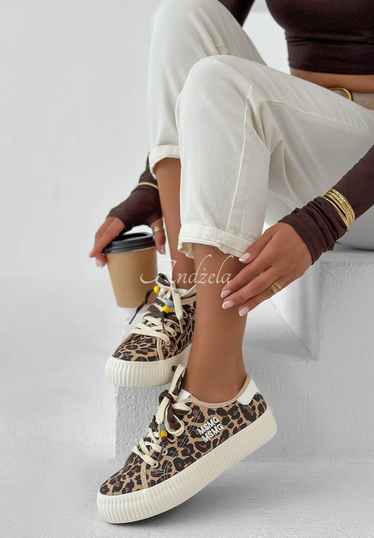 Sneaker mit Leopardenmuster New Chapter beige-schwarz