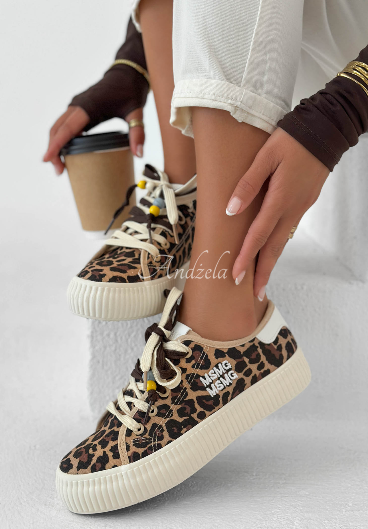 Sneaker mit Leopardenmuster New Chapter beige-schwarz