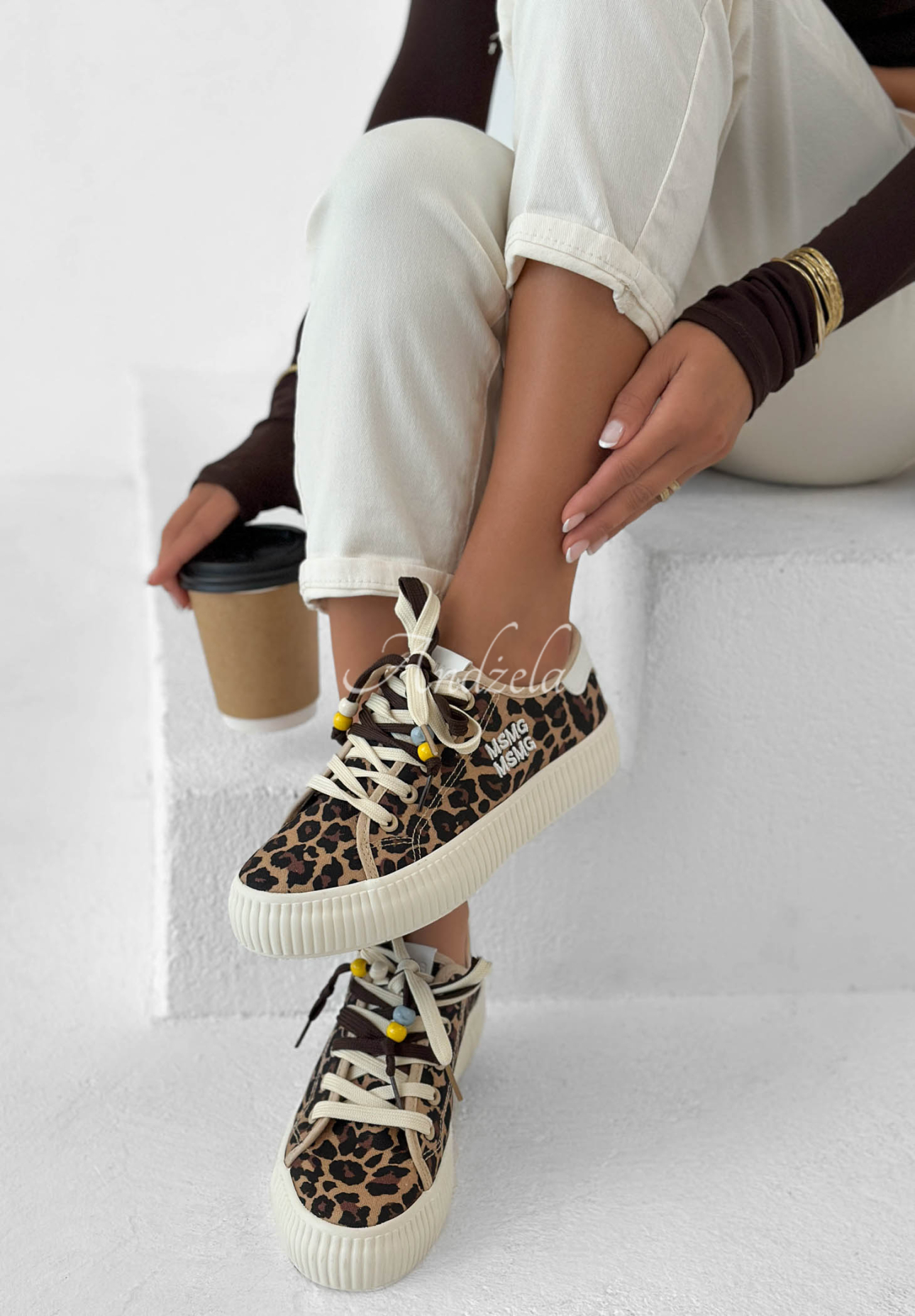 Sneaker mit Leopardenmuster New Chapter beige-schwarz