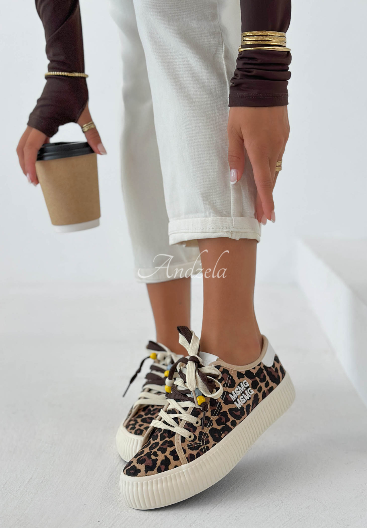 Sneaker mit Leopardenmuster New Chapter beige-schwarz