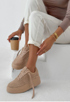 zamszowe Sportschuhe na platformie Just Us Mokkafarben
