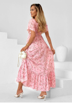 Viskose-Kleid mit Bindeband, Rüsche und Blumenmuster Summer Garden Hellrosa