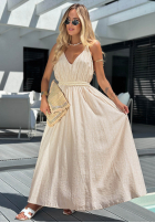 Kleid maxi na ramiączkach Malesia Beige