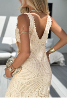 Ażurowa Kleid maxi na ramiączkach boho Dolce Coast Beige