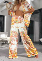 Wzorzysty Set Hemd i Hose wide leg Solar Muse biało-Gelb