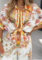 Wzorzysty Set Hemd i Hose wide leg Solar Muse biało-Gelb