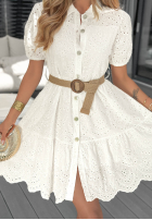 Ażurowa Kleid mini z paskiem boho Montesilvano Weiß